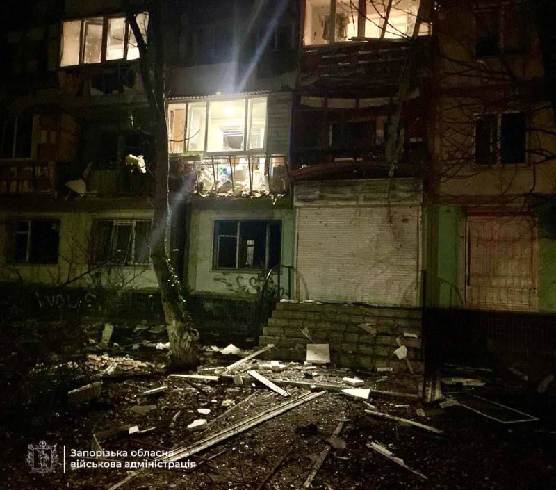 Damage to residential houses in Zaporizhzhia as result of explosive drones attack