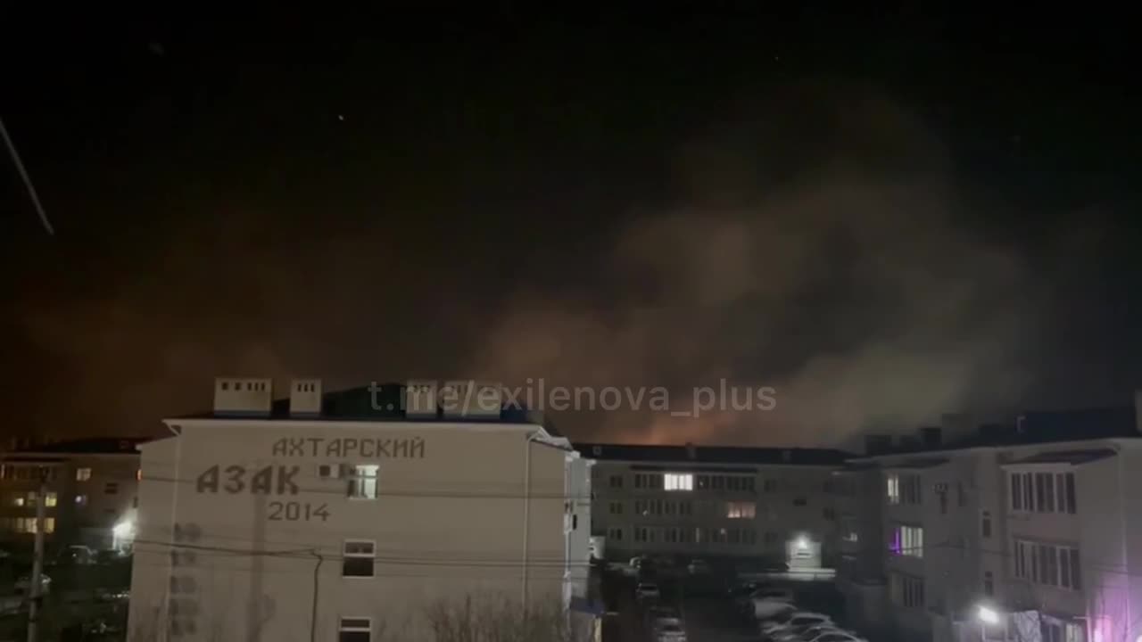 Smoke rising in Primorsko-Akhtarsk after possible drone strike