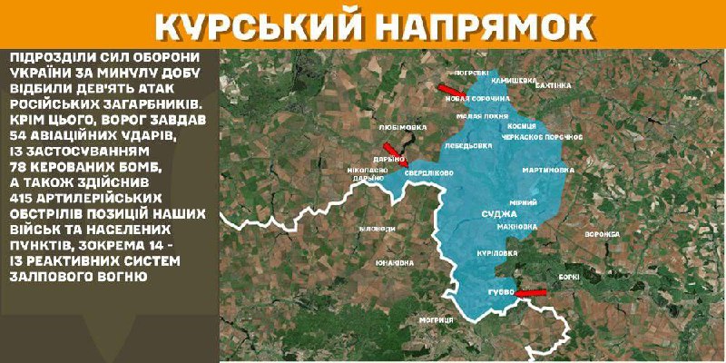 In Kursk region Ukrainian forces have repelled 9 Russian army assaults, - General Staff of Armed Forces of Ukraine reports