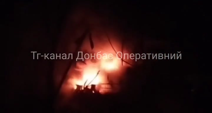 Fire in residential house as result of bombardment in Kostiantynivka