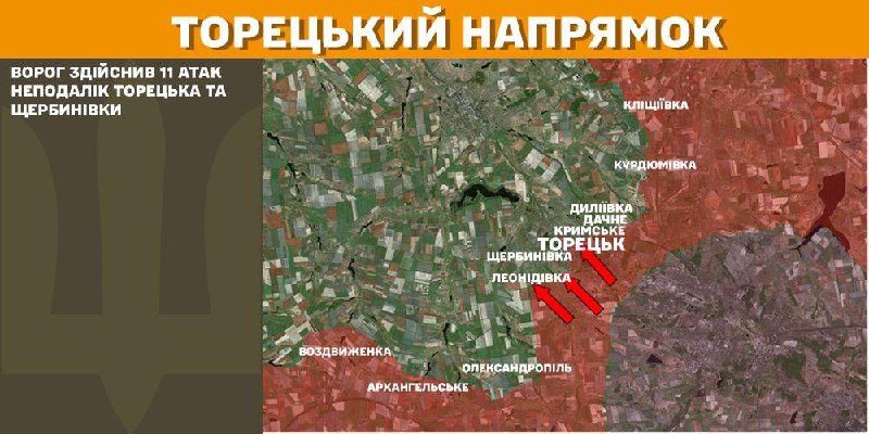 At Toretsk axis clashes yesterday near Toretsk and Scherbynivka, - General Staff of Armed Forces of Ukraine reports