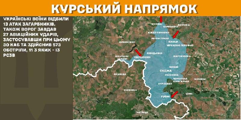 In Kursk region Ukrainian forces have repelled 13 Russian army assaults, - General Staff of Armed Forces of Ukraine reports