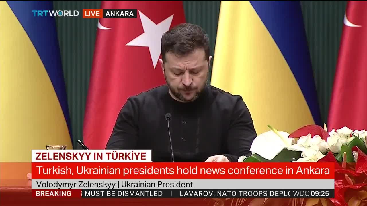 Ukrainian President Zelenskyy: - Türkiye has played crucial role in terms of territorial integrity and sovereignty of Ukraine; - I certainly believe that any negotiations to put end to this war would yield positive results; - Peace talks should be conducted with involvement of Türkiye, USA, and UK; - Türkiye is and should be one of those countries involved, and I am grateful for Türkiye's constructive role