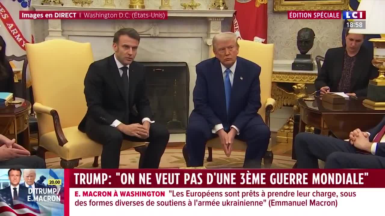 Meeting between Donald Trump and Emmanuel Macron. Emmanuel Macron on the war in Ukraine: Within the framework of security guarantees, we have our role to play.