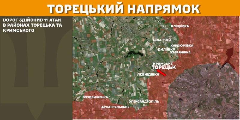 At Toretsk axis clashes yesterday near Toretsk and Krymske, - General Staff of Armed Forces of Ukraine reports