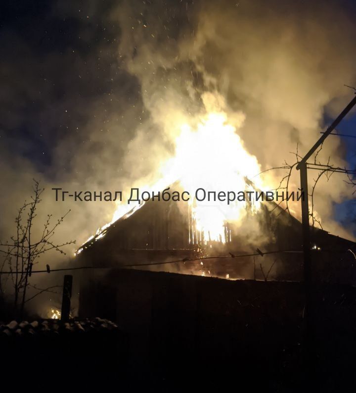 FPV drone caused fire at the residential house in Kostiantynivka today