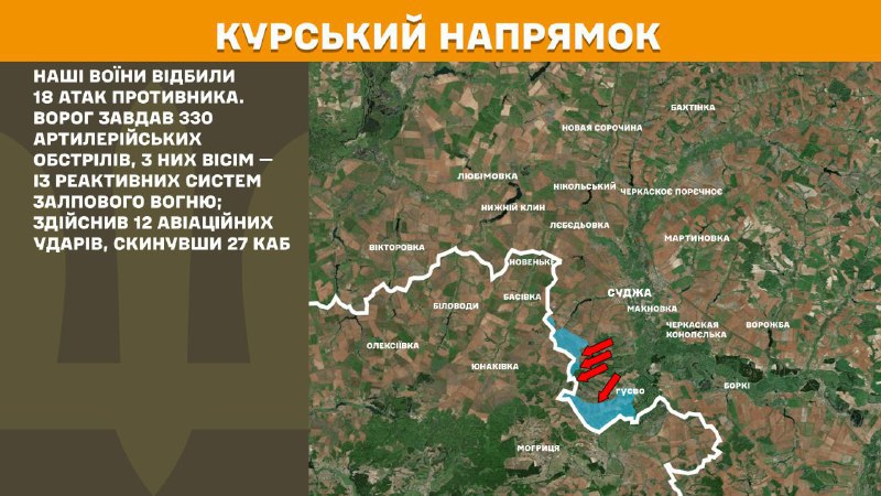 В Курской области украинские войска отразили 18 атак российских войск, - Генштаб ВСУ сообщает