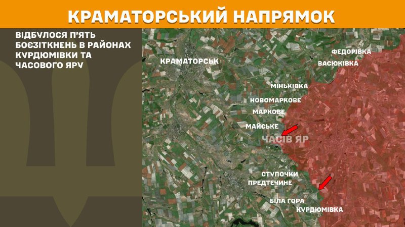На Краматорском направлении вчера произошли бои в районе Курдумовки и Часового Яра, - Генштаб ВСУ сообщает