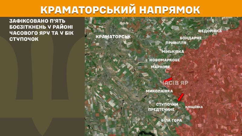 На Краматорском направлении вчера в районе Часового Яра и в направлении Ступочек наблюдались боестолкновения, - Генштаб ВСУ сообщает