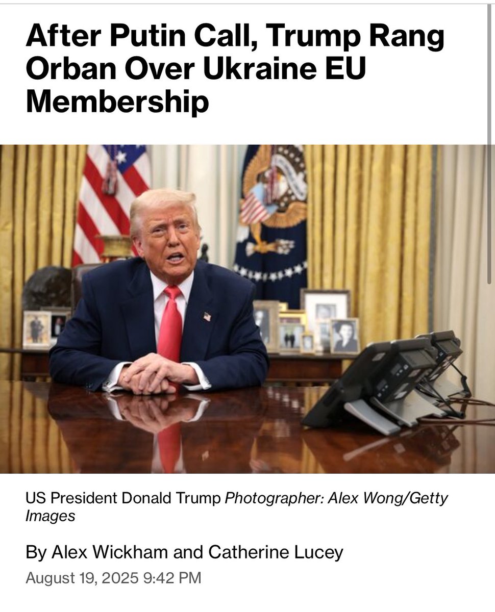 Трамп позвонил президенту Венгрии Орбану, чтобы обсудить, почему он блокирует переговоры о вступлении Украины в Европейский союз после переговоров с Зеленским — Bloomberg