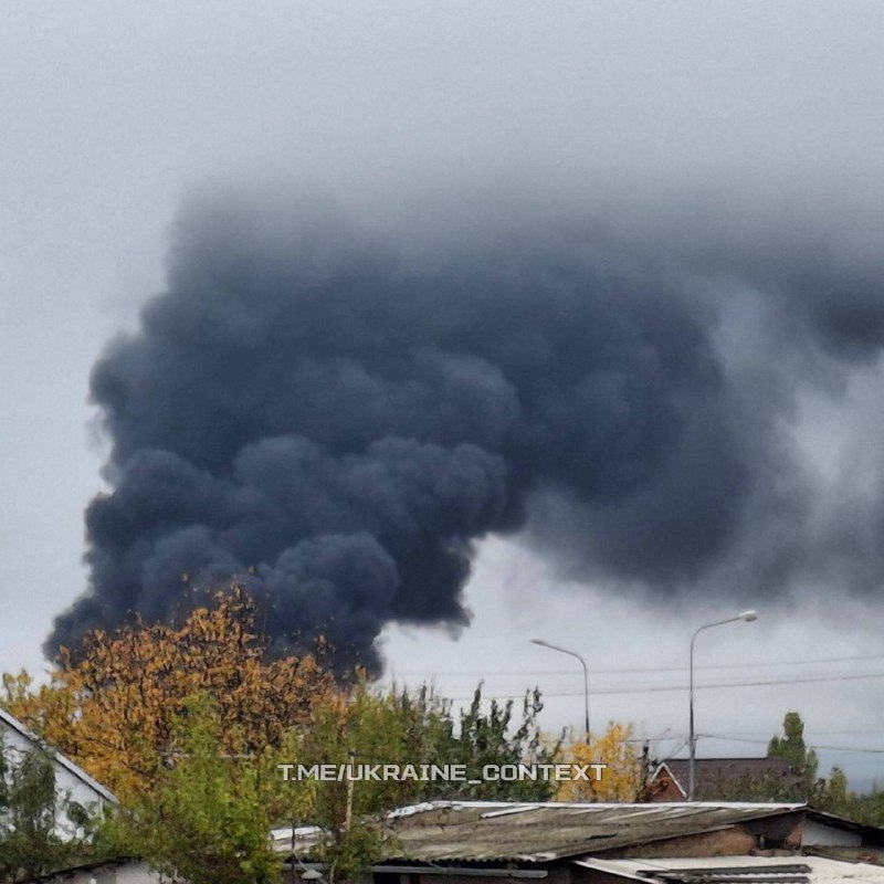 Smoke is rising in Matveev Kurgan after drone strike