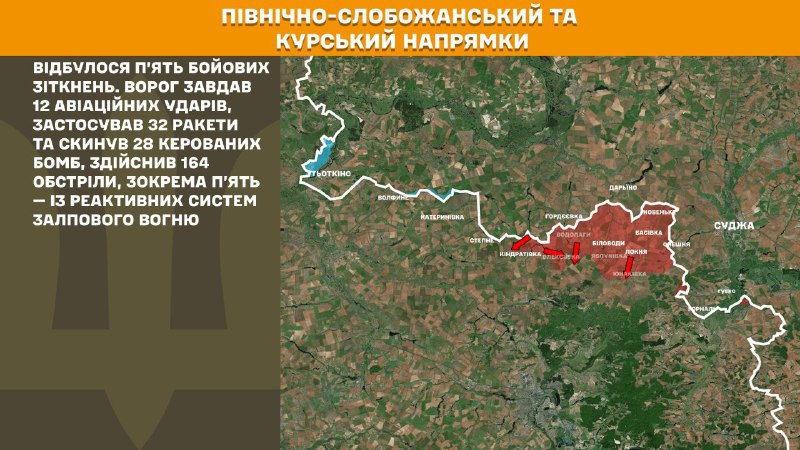 Ukrayna Silahlı Kuvvetleri Genelkurmay Başkanlığı'nın bildirdiğine göre, Kursk ve Kuzey Slobozhansky (Sumy) yönünde Ukrayna güçleri 5 Rus ordusu saldırısını püskürttü