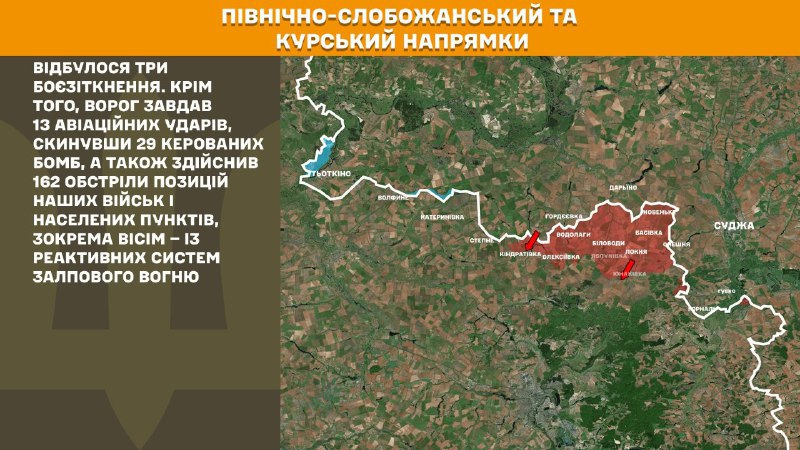 Dans la direction de Koursk et de Slobozhansky Nord (Sumy), les forces ukrainiennes ont repoussé trois assauts de l'armée russe, rapporte l'état-major général des forces armées ukrainiennes.