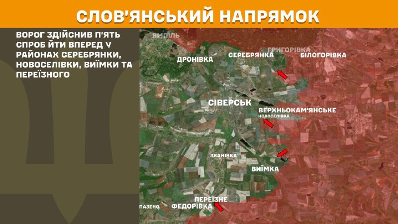 Hier, en direction de Sloviansk, des affrontements se sont produits près de Serebryanka, Novoselivka, Vyyimka et Pereyizne, rapporte l'état-major général des forces armées d'Ukraine.