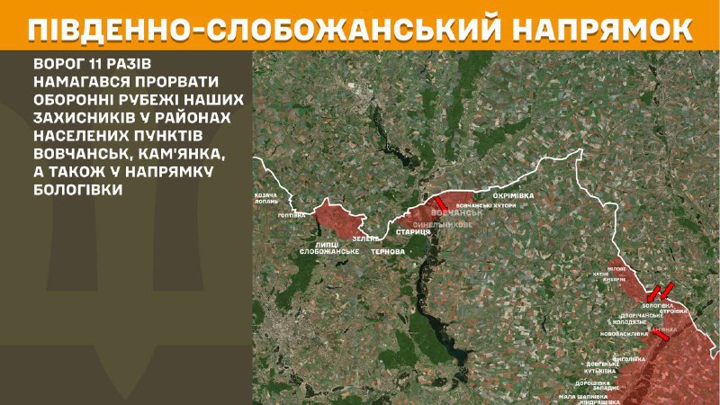 Des affrontements ont eu lieu hier dans la direction de Slobozhansky Sud (Kharkiv) près de Vovchansk, Kamyanka, également vers Bolohivka, - rapporte l'état-major général des forces armées ukrainiennes