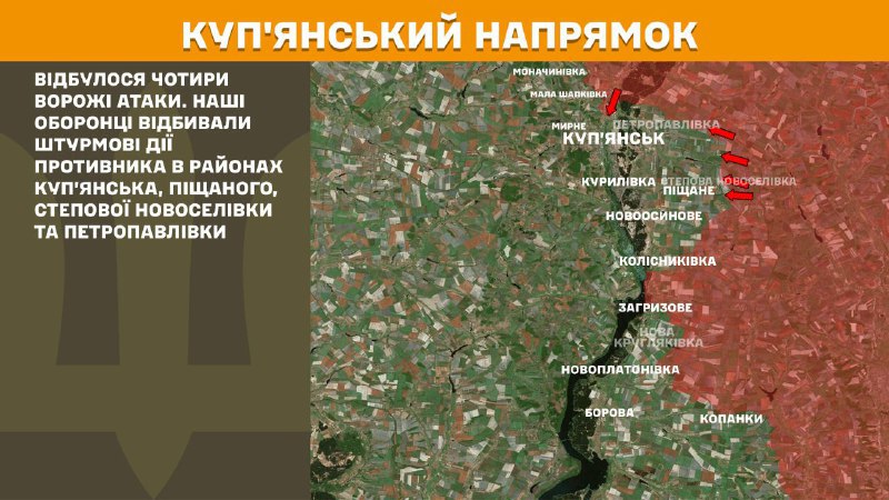 Hier, dans la direction de Koupyansk, des affrontements se sont produits près de Koupyansk, Pichane, Stepova Novoselivka et Petropavlivka, rapporte l'état-major général des forces armées d'Ukraine.