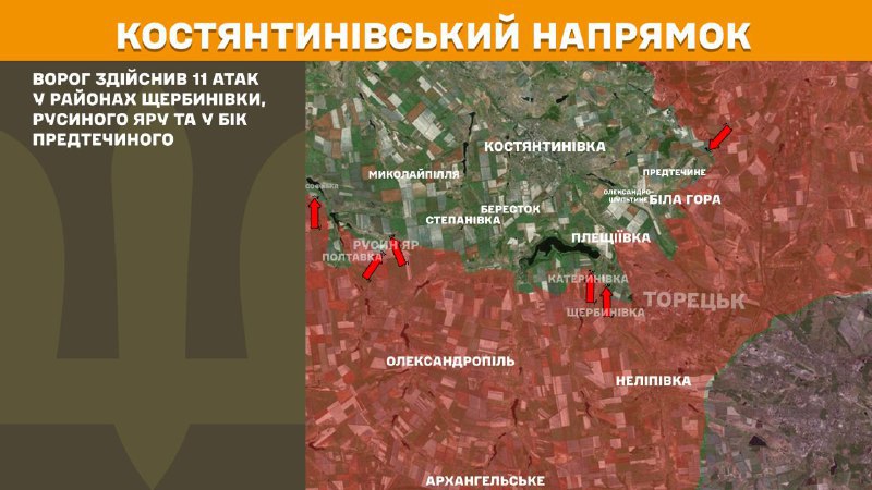 Des affrontements ont eu lieu hier près de Scherbynivka, Rusyn Yar et vers Predtechyne, - rapporte l'état-major général des forces armées ukrainiennes
