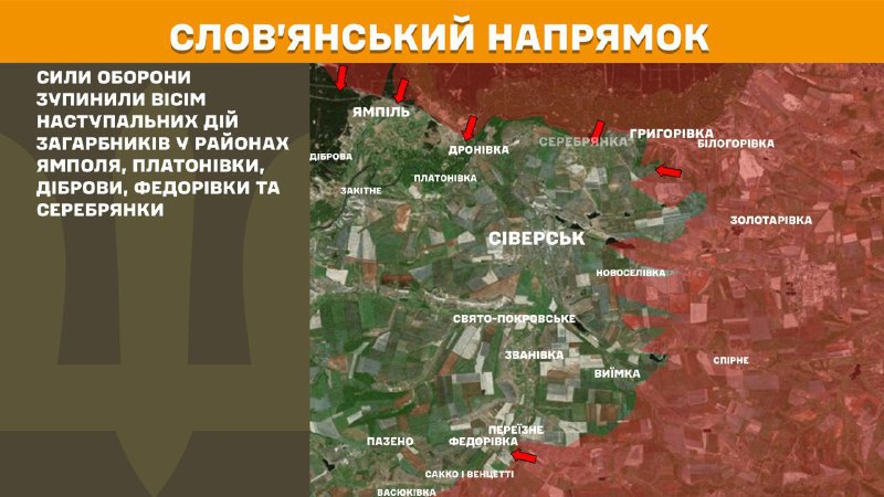 Hier, dans la direction de Sloviansk, des affrontements se sont produits près de Yampil, Platonivka, Dibrova, Fedorivka et Serebryanka, rapporte l'état-major général des forces armées d'Ukraine.