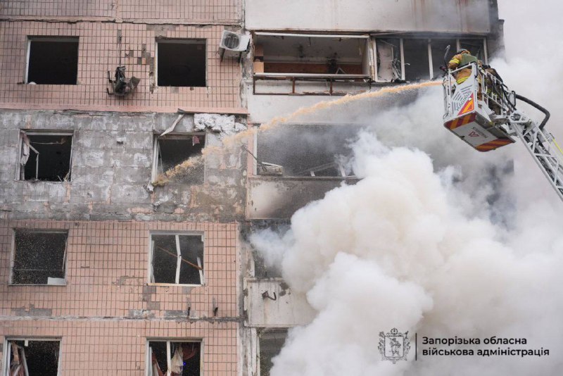 At least 21 people, including a child wounded as result of Russian airstrikes against residential houses in Zaporizhzhia