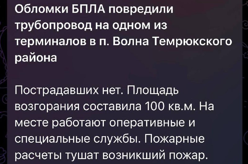 Drones atacaron el puerto de Taman en el territorio de Krasnodar