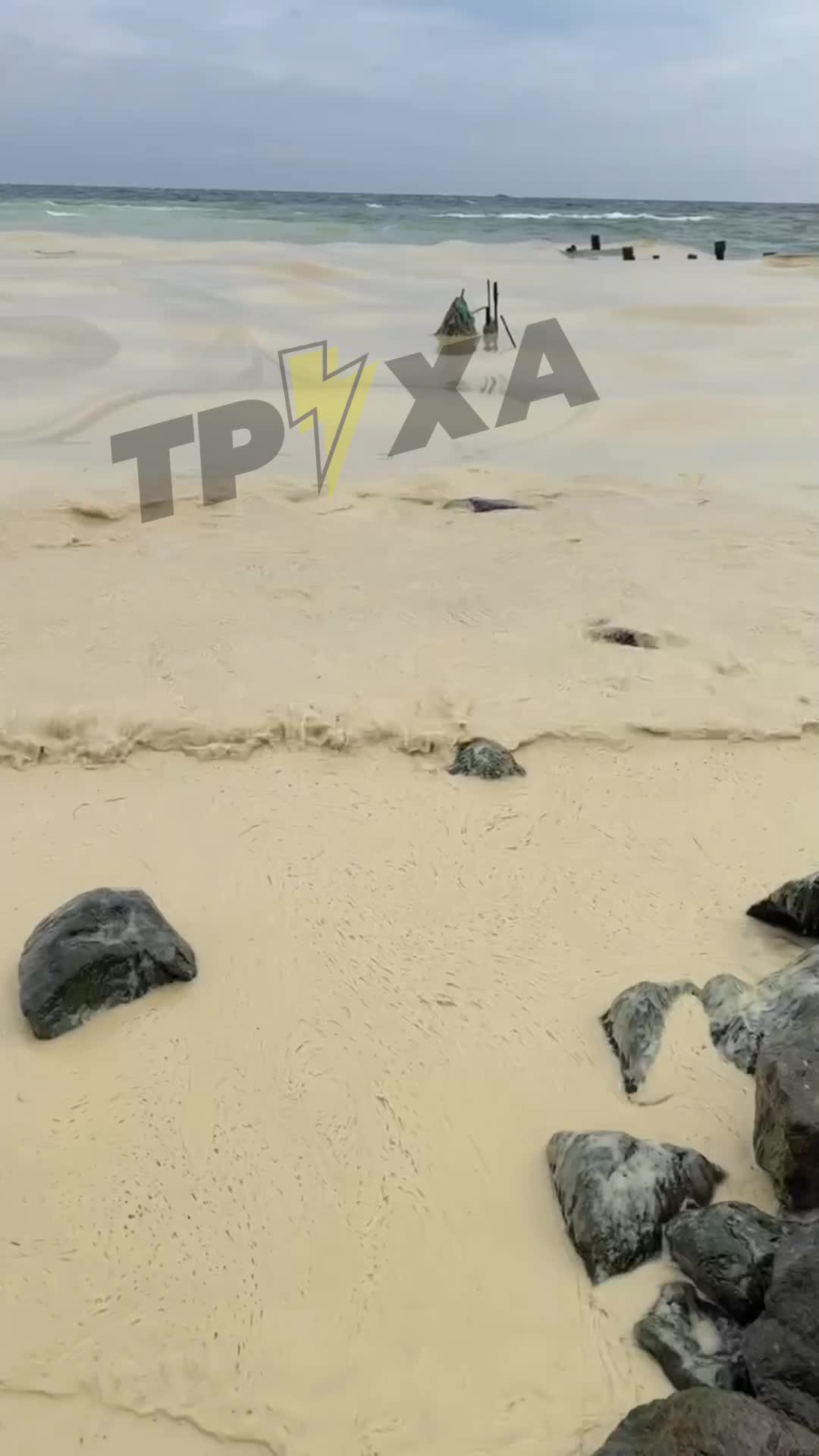 Море поблизу Південного, Одеська область, забруднене олією внаслідок російських ударів по портовій інфраструктурі