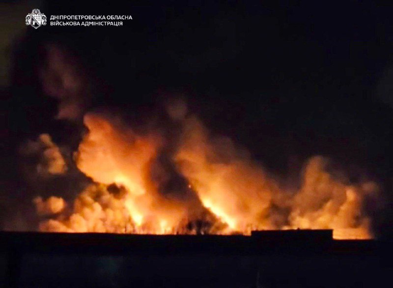 Big fire reported in Dnipro city after explosions