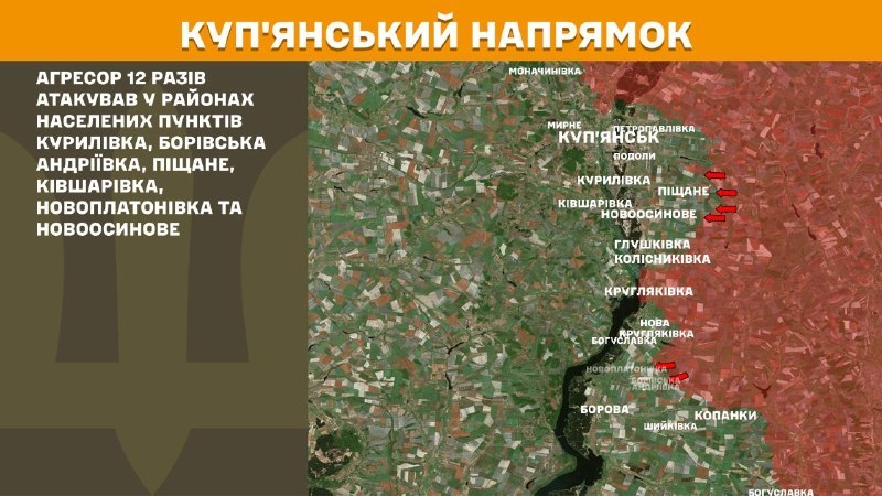 Ukrayna Silahlı Kuvvetleri Genelkurmay Başkanlığı, dün Kupyansk istikametinde Kurylivka, Borivska Andriyivka, Pischane, Kivsharivka, Novoplatonivka ve Novoosynove yakınlarında çatışmalar yaşandığını bildirdi.