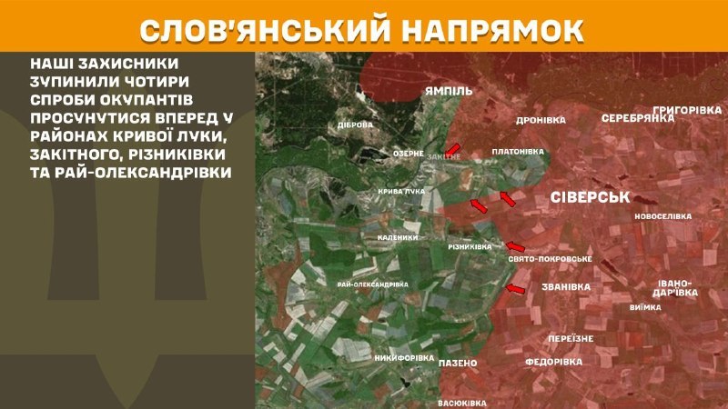 Ukrayna Silahlı Kuvvetleri Genelkurmay Başkanlığı, dün Sloviansk yönünde Kryva Luka, Zakitne, Riznykivka ve Ray-Oleksandrivka yakınlarında çatışmalar yaşandığını bildirdi.