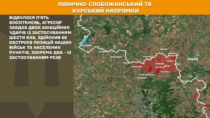 На Курском и Северо-Слобожанском (Сумском) направлениях украинские войска отразили 5 атак российских войск, - Генштаб ВСУ сообщает