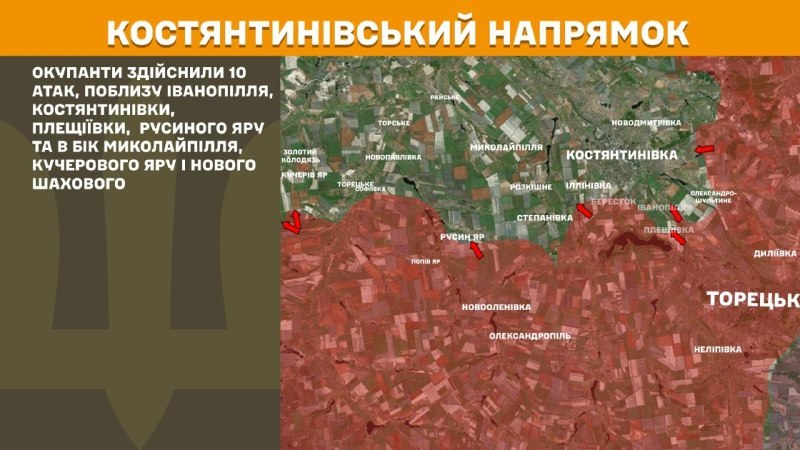Ukrayna Silahlı Kuvvetleri Genelkurmay Başkanlığı, dün Kostiantynivka yönünde Ivanopillya, Kostyantynivka, Pleschyivka, Rusyn Yar yakınlarında ve Mykolaypillya, Kucheriv Yar ve Nove Shakhove yönünde çatışmalar yaşandığını bildirdi.