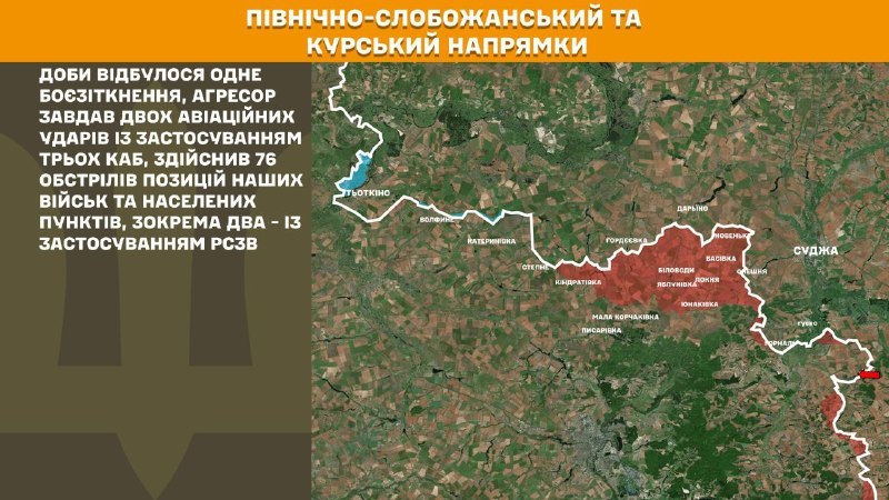 На Курском и Северо-Слобожанском (Сумском) направлениях украинские войска отразили атаки 1-й армии РФ, - Генштаб ВСУ сообщает