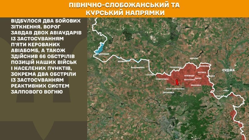 На Курском и Северо-Слобожанском (Сумском) направлениях украинские войска отразили две атаки российских войск, - сообщает Генштаб ВСУ