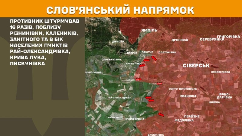 Ukrayna Silahlı Kuvvetleri Genelkurmay Başkanlığı, dün Sloviansk yönünde Riznykivka, Kalenyky, Zakitne yakınlarında ve Ray-Oleksandrivka, Kryva Luka, Pyskunivka yönünde çatışmalar yaşandığını bildirdi.