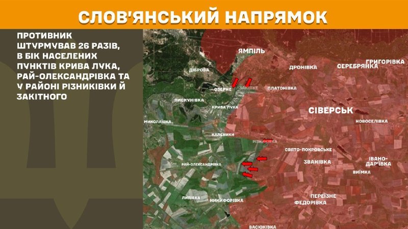 Ukrayna Silahlı Kuvvetleri Genelkurmay Başkanlığı, dün Sloviansk yönünde Kryva Luka, Ray-Oleksandrivka ve Riznykivka ve Zakitne yakınlarında çatışmalar yaşandığını bildirdi.