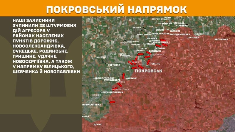 Ukrayna Silahlı Kuvvetleri Genelkurmay Başkanlığı, dün Pokrovsk yönünde Dorozhnye, Novooleksandrivka, Sukhetske, Rodynske, Hryshyne, Udachne, Novoserhiyivka yakınlarında ve ayrıca Bilytske, Shevchenko ve Novopavlivka yönünde çatışmalar yaşandığını bildirdi.