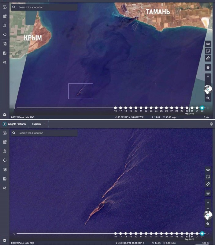 L'une des plus importantes marées noires survenues en mer Noire depuis le début de l'année a été découverte près du port de Taman. La zone contaminée couvre au moins 80 kilomètres carrés et s'étend sur environ 20 kilomètres depuis le port, selon le projet Transparent World.
