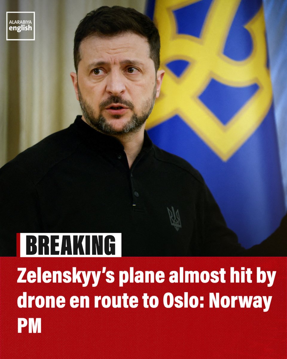 El avión del presidente ucraniano, Volodymyr Zelenskyy, casi es alcanzado por un dron durante su vuelo a Oslo, según el primer ministro noruego, Jonas Gahr Støre.