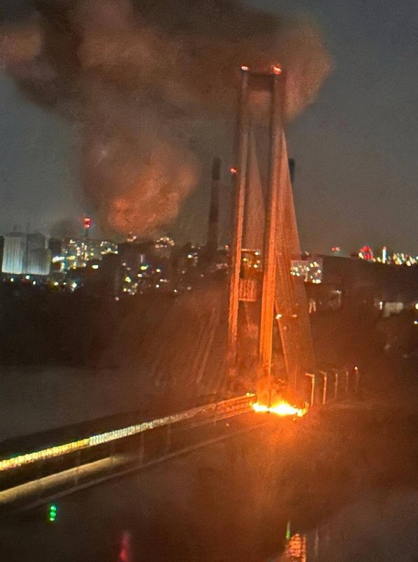 Another drone strike at the Pivdennyi bridge in Kyiv