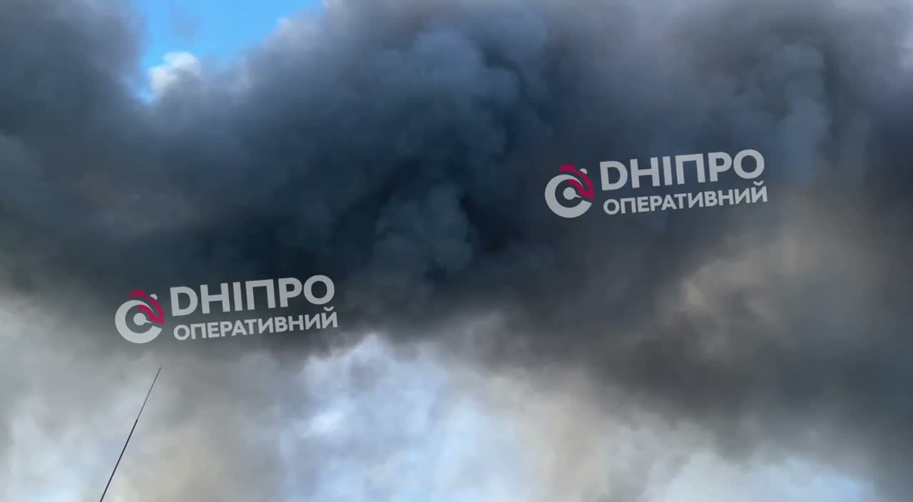 Big fire as result of Russian strike in Dnipro city